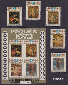 BOBPLATES Togo Easter Paintings 1972 5 CTO Singles and C174a Souvenir Sheet