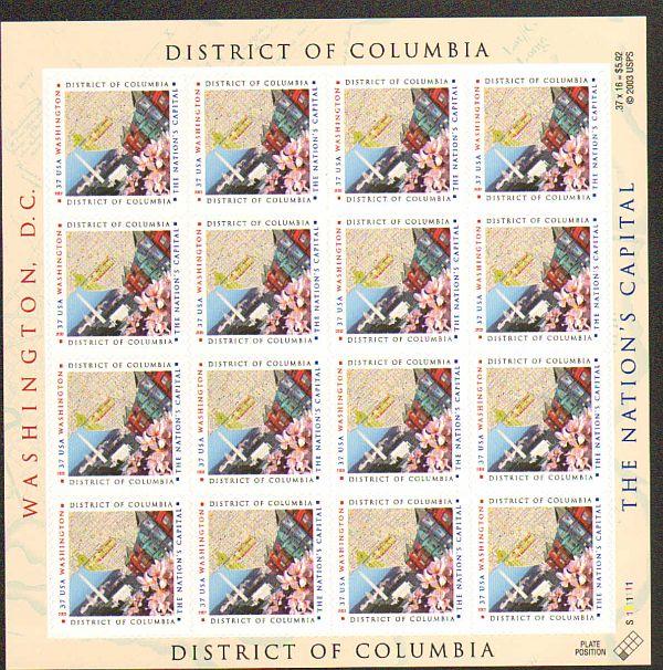 US #3813 Mint Sheet District of Columbia 