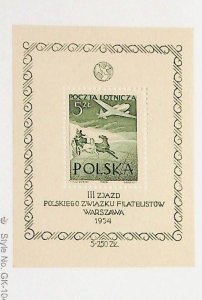 POLAND Sc C34 NH SOUVENIR SHEET OF 1954 - AVIATION - (CS25)