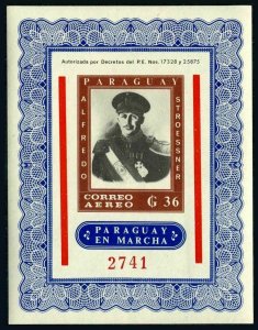 Paraguay C316,MNH.Mi 1371.Bl.62. President Alfredo Stroessner,1964.