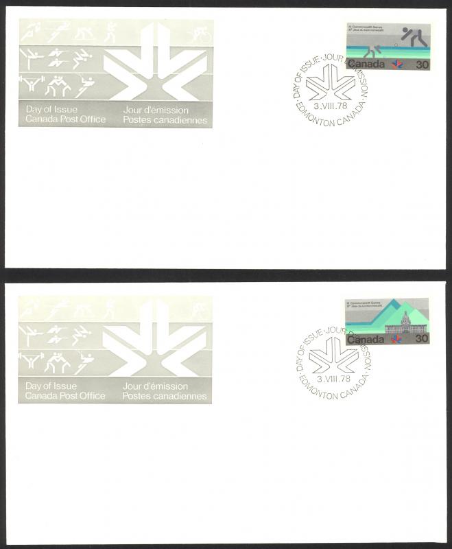 Canada Sc# 761-762 FDC Set/2 (singles) 1978 08.03 Commonwealth Games