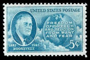 PCBstamps   US # 933 5c FDR & Globe, MNH, (19)