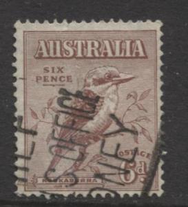 Australia - Scott 139 -  Kookaburra -1932- Used - Single 6d stamp