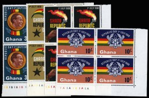 Ghana #78-81, 1960 Declaration of the Republic, set of blocks of four, never ...