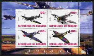 Burundi 2010 Spitfire Planes of World War II perf sheetle...