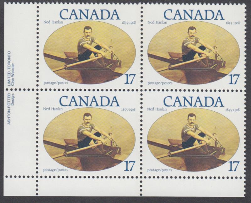 Canada - #862 Ned Hanlan Plate Block -MNH