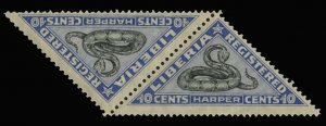 Liberia #F22 Cat$80, 1921 10c Harper, se-tenant pair, never hinged but dried gum