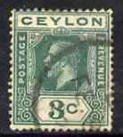 Ceylon 1912-25 KG5 3c green key plate with white flaw run...