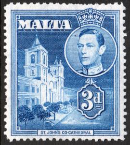 Malta KGVI 1938 3d Blue SG223a Mint Never Hinged