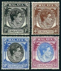 Singapore 1a,4a,17a,18a,perf 18,lightly hinged. King George VI,1952.Palms.