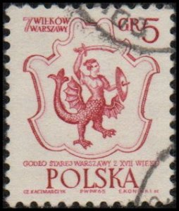 Poland 1334 - Used - 5g Warsaw Coat of Arms (1965)
