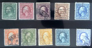 US Scott #331-340 - WF lot - Mixed OG & Used - 1908-09