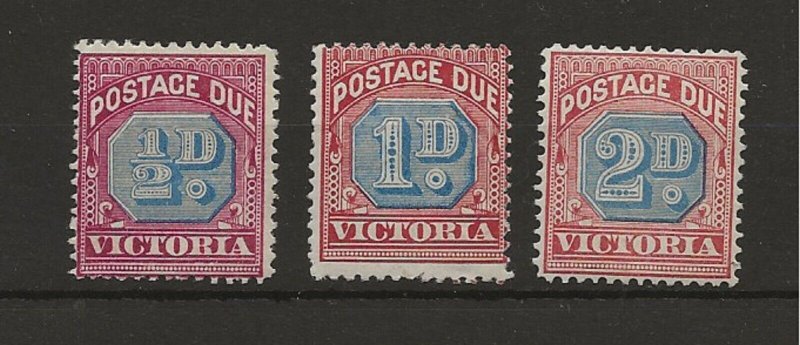 Australia Victoria 1890 Postage Dues sg.D1, D2 (inverted wmk) D3 MH 