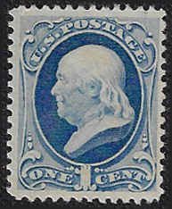 U.S. #182 MNH; 1c Franklin (1879) - PSAG Certificate