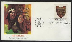 FDC First Day Cover  #1836 Indian Masks Tllingits Northwest Tribe Fleetwood Cach