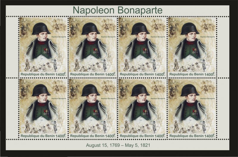 Stamps. Napoleon Bonaparte sheet perforated 2022 year Benin NEW