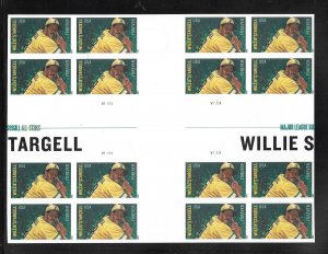 #4696A MNH Willie Stargell imperf cross gutter Plate Block 16 from Press Sheet