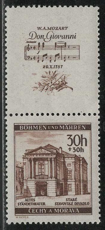 Bohemia and Moravia Scott # B5, label, mint nh, se-tenant, Mi# SZd28