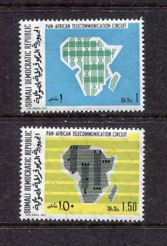 Somalia 372-373, MNH, Map of Africa & Telecommunications System 1971.  x27916