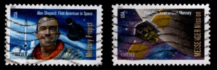 #4527 - 4528 Space Firsts - Mercury Project set/2 (Off Paper) - Used