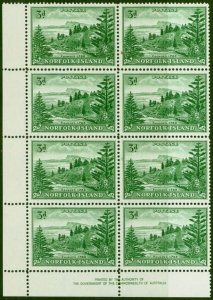 Norfolk Island 1959 3d Emerald SG6a V.F MNH Imprint Block of 8