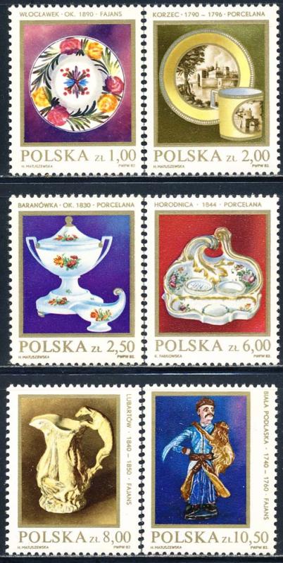 Poland 1982 Sc 2502-7 Porcelain Stoneware Art Stamp MNH