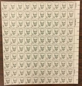 1856     Sinclair Lewis, Novelist  14 cent  MNH SHEET 100.   Small block tagging