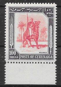 B.O.I.C.-CYRENAICA SG146 1950 100m CARMINE & BLACK MNH