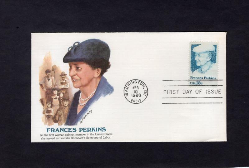 1821 Frances Perkins, FDC, Fleetwood, CV $1.00