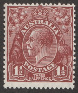 1930 Australia Sc# 69 - 1½ Pence, KGV, Emu & Kangaroo - MH Cv$5.50