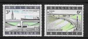 Belgium Scott 729-30 MNHOG - 1969 JFK Tunnel and Loncin Highway - SCV $0.65