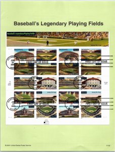 USPS SOUVENIR PAGE BASEBALL's LEGENDARY PLAYING FIELDS MINIATURE PLATE 2001