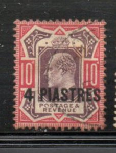 G.B Turkish Offices Sc 10 1902 4pi on 10p E VII stamp used