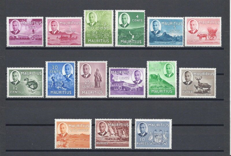 MAURITIUS 1950/53 SG 276/290 MNH