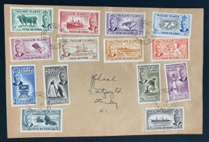 1952 Port Stanley Falkland Island Cover Locally Used Sc#107-120 CV $87.05