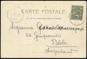 Ethiopia, 1905 ppc (Harar) to Switzerland, franked with 5c on 1/4gr, 15.2.05 ...