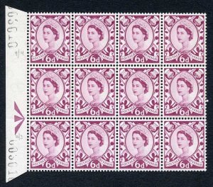 Scotland XS16 6d Cream Paper Block of 12 U/M