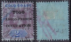 Togo 87 (used, pencil mark) 2sh George V, vio & ultra on blue paper (1916)
