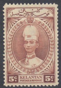 Malaya Kelantan Scott 32 - SG43, 1937 Sultan 5c MH*