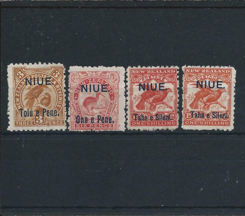 NIUE 1903 SET WITH 1s SHADE MM SG 13/14/16/16a CAT £109