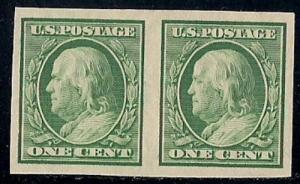 343 1 cent Franklin pair Stamp mint OG NH EGRADED XF 90 XXF