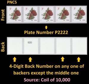 US 5201 Strawberries 3c PNC5 P2222 4d back # MNH 2017