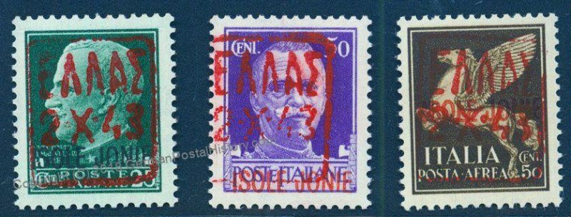 German Occupied Italian Ionian Island Zante 1II-3II MNH Set Expertized 92936