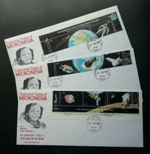 Micronesia 20th Anniv Of First Men On Moon 1989 Space Astronomy Rocket (FDC Rare