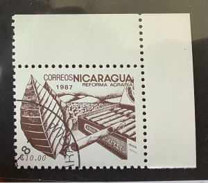 Nicaragua 1987 Scott 1608 CTO -  10.00 C$,  Agrarian Reform,  Tabacco