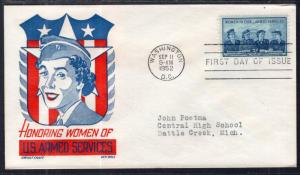 US 1013 Women in Armed Services Cachet Craft Boll Typed FDC