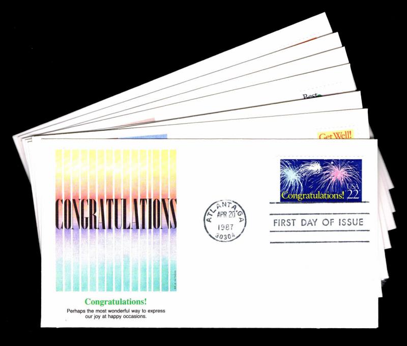 1987 U.S. #2267-74 Special Occasions First Day Covers - Lot of 8 Covers (E#4869)