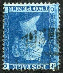 2d Blue (CI) SG45Wi Plate 9 wmk Crown (type II) Inverted