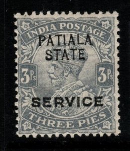 INDIA-PATIALA SGO35 1913 3p GREY MTD MINT