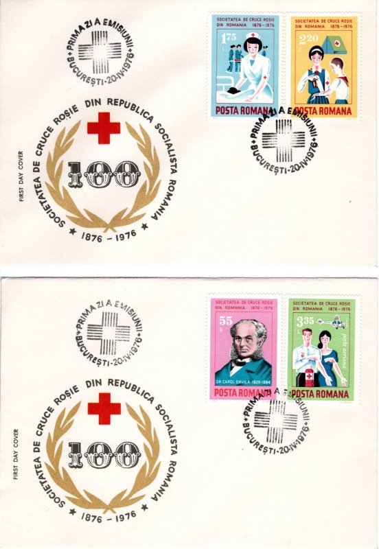 Romania 1976 Sc 2617-9, C199 FDC (set of 2)